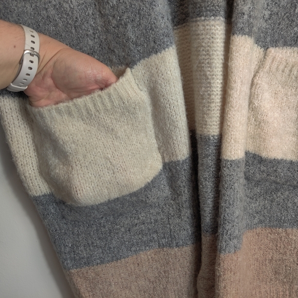 DREAMERS BY DEBUT Color Block Open Front Cardigan Size Large - Picture 5 of 13